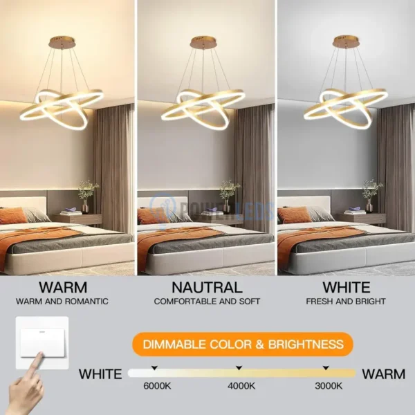 Lustra led wonderland gold 2 segmente, 102W, inaltime reglabila - Image 7