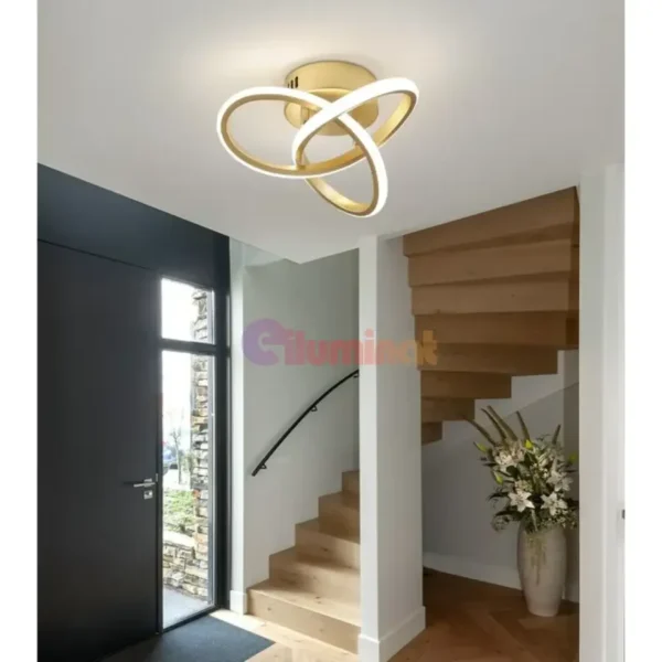 Lustra led 48W two rings gold, 48W, 25 cm, pentru o camera de 8-12mp