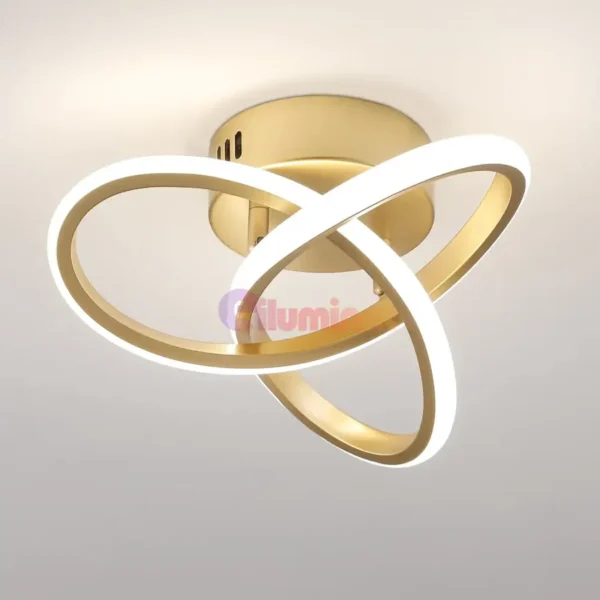 Lustra led 48W two rings gold, 48W, 25 cm, pentru o camera de 8-12mp - Image 2